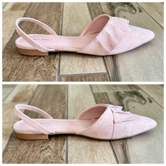 ALDO Ruffle Detail d’Orsay Slingback Flats, Pointed Toe Blush Pink Suede sz. 6 - Picture 9 of 17
